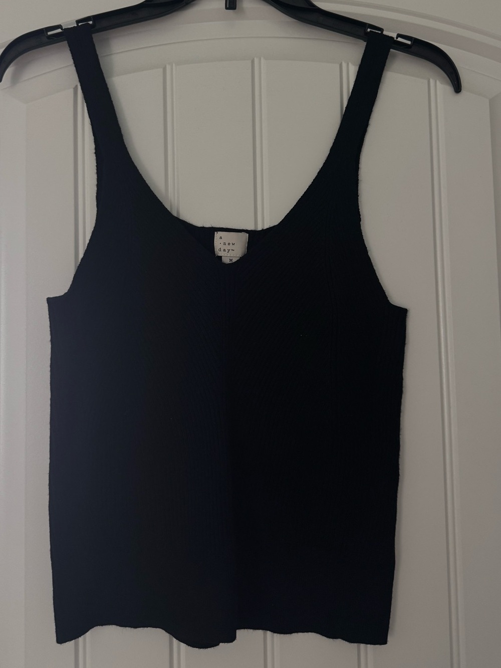 a new day Black Ribbed Scoop Neck Tank Top Size M